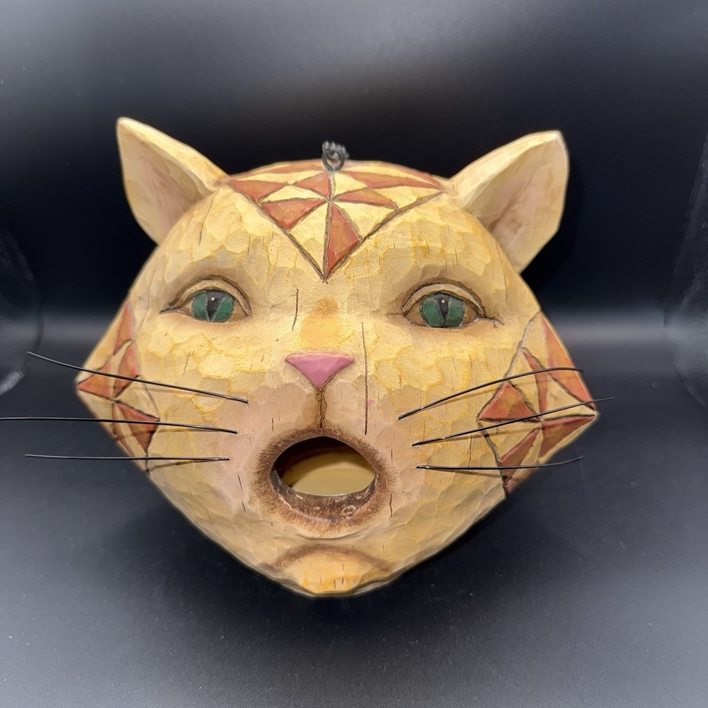 Heartwood Creek Jim Shore Tabby Cat Hanging Bird House 4002243 Garden '04Retired